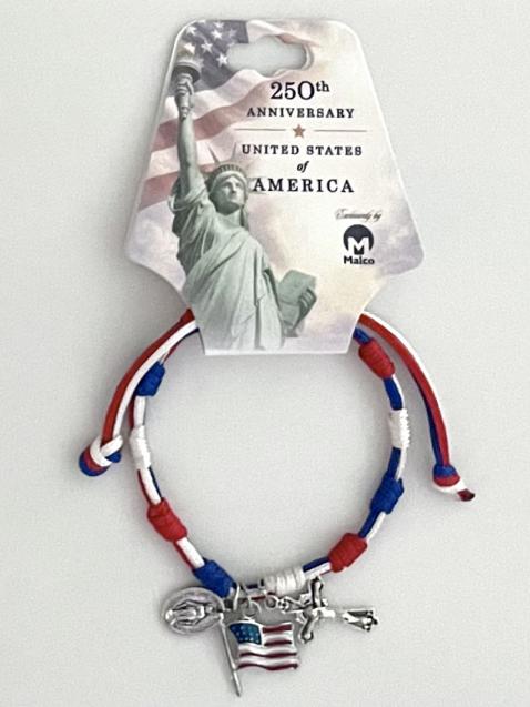 250th Anniversary USA Corded Rosary Bracelet on Hangtag 250th Anniversary USA Corded Rosary Bracelet on Hangtag