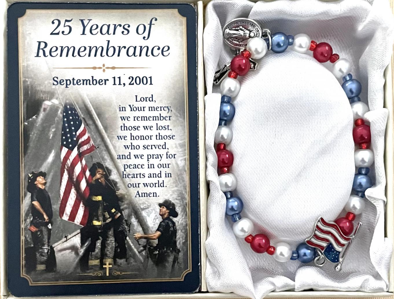 9/11 25th Anniversary 6mm Pearl Bracelet with Prayer Card Gift Boxed 9/11 25th Anniversary 6mm Pearl Bracelet with Prayer Card Gift Boxed