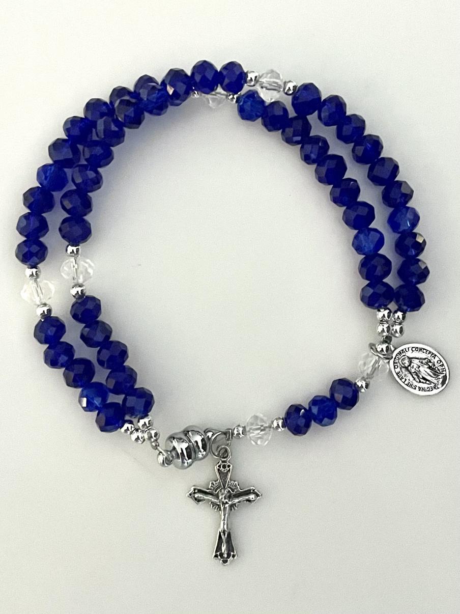 59 BEAD 6X4mm DARK SAPPHIRE TIN CUT ROSARY BRACELET 59 BEAD 6X4mm DARK SAPPHIRE TIN CUT ROSARY BRACELET
