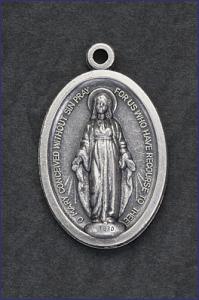 OVAL SILVER OXIDIZED MEDAL MIRACULOUS