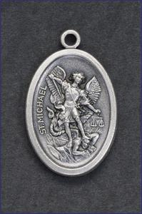 OVAL SILVER OXIDIZED MEDAL ST MICHAEL