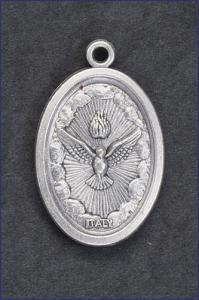 OVAL SILVER OXIDIZED MEDAL HOLY SPIRIT