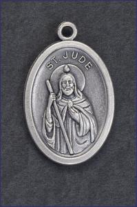 OVAL SILVER OXIDIZED MEDAL ST JUDE