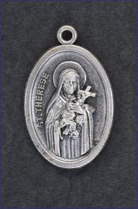 OVAL OXIDIZED MEDAL ST. THERESE