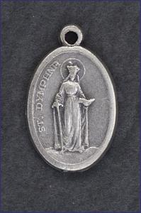 OVAL SILVER OXIDIZED MEDAL ST DYMPHNA