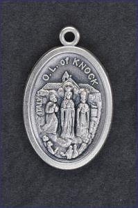 OVAL OXIDIZED MEDAL OUR LADY OF KNOCK / ST. PATRICK