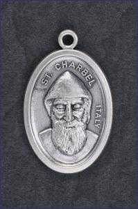 OVAL OXIDIZED MEDAL ST. CHARBEL