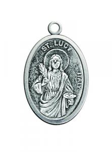 OVAL OXIDIZED MEDAL ST LUCY