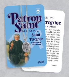 St Peregrine Medal & 24in Chain With Prayer Card