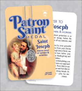 St Joseph Medal & 24in Chain With Prayer Card