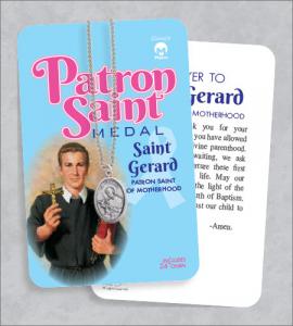 St Gerard Medal & 24in Chain With Prayer Card