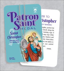 St Christopher Medal & 24in Chain with Prayer Card