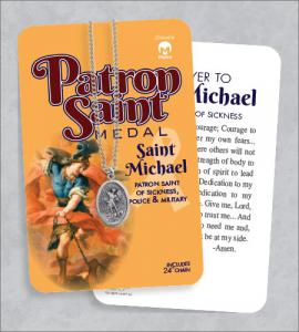 St Michael Medal & 24in Chain With Prayer Card
