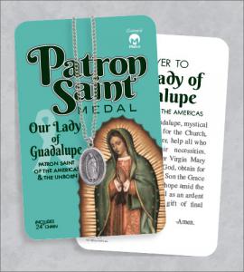 Our Lady of Guadalupe Medal & 24in Chain With Prayer Card
