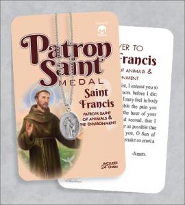 St Francis Medal & 24in Chain With Prayer Card