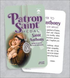 St Anthony Medal & 24in Chain With Prayer Card