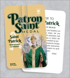 St Patrick Medal & 24in Chain With Prayer Card