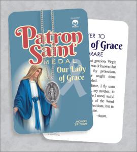 Our Lady Of Grace Medal & 24in Chain with Prayer Card