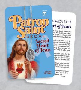 Sacred Heart Medal & 24in Chain With Prayer Card