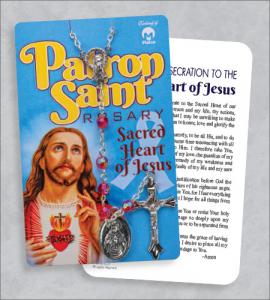 Sacred Heart Rosary On Prayer Card