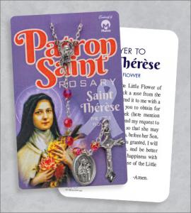 St Therese Rosary On Prayer Card