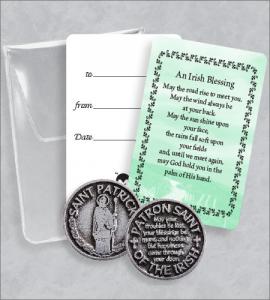 ST PATRICK PRAYER TOKEN PACKET WITH IRISH BLESSING CARD WITH TEXT