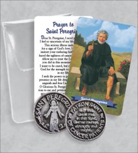 ST PEREGRINE PRAYER TOKEN PACKET WITH SAINT PEREGRINE IMAGE