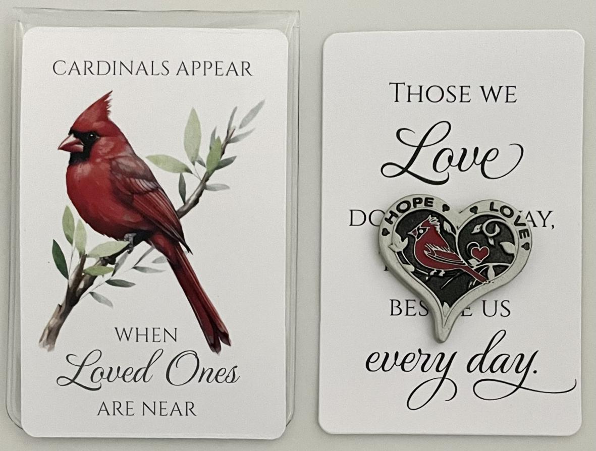 Cardinal Heart Prayer Token with Prayer Card in Pouch Cardinal Heart Prayer Token with Prayer Card in Pouch