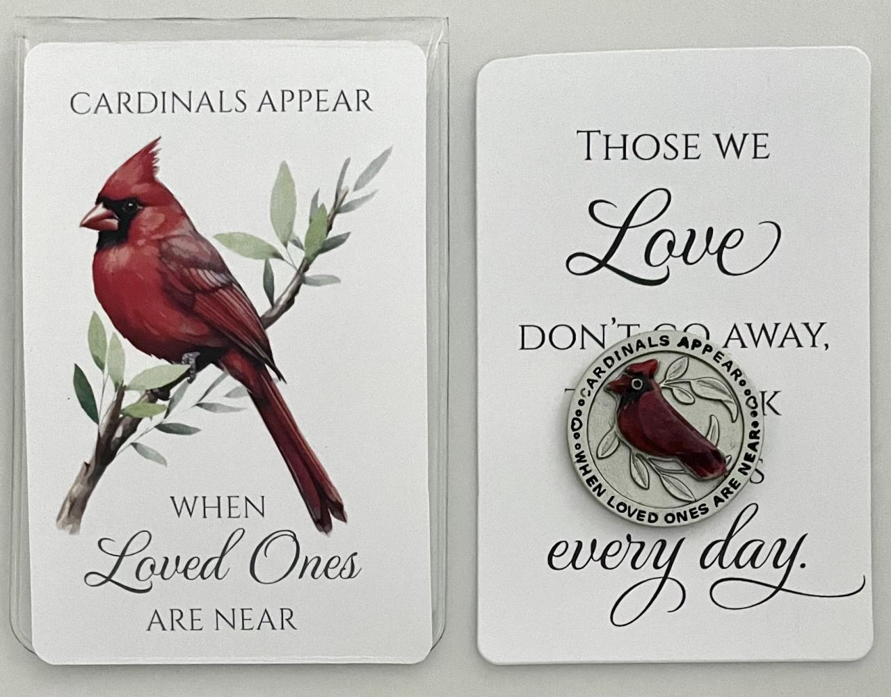 Cardinal Prayer Token with Prayer Card in Pouch