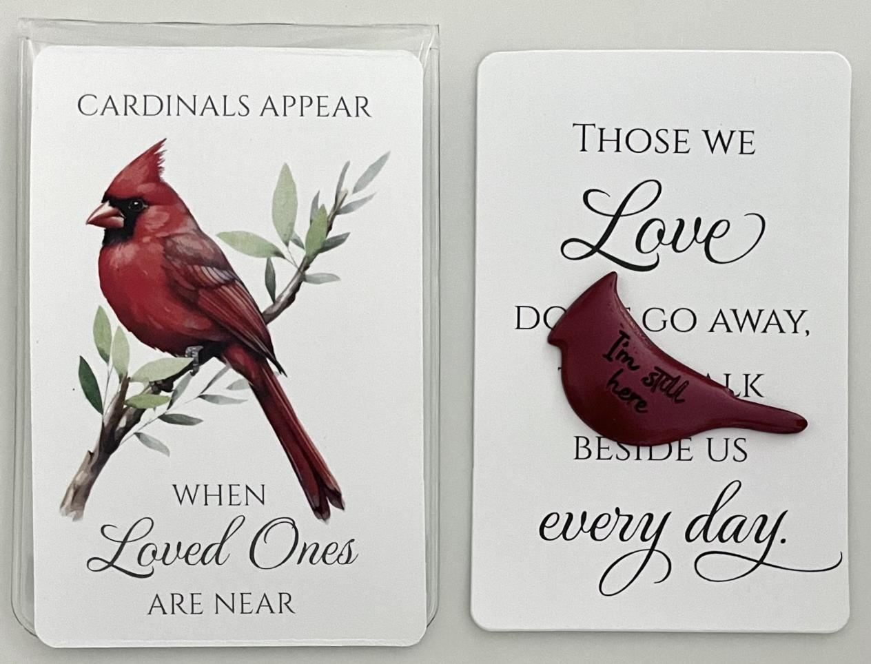 Memorial Red Cardinal Thumb Stone with Prayer Card in Pouch Memorial Red Cardinal Thumb Stone with Prayer Card in Pouch