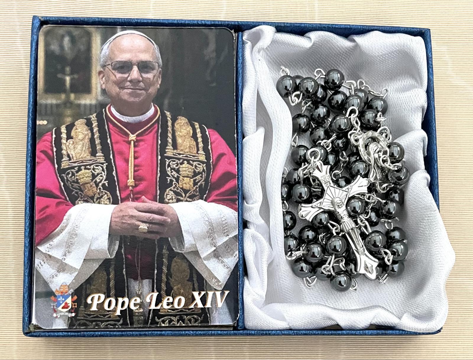 Leo XIV Men's Rosary with Prayer Card in Gift Box