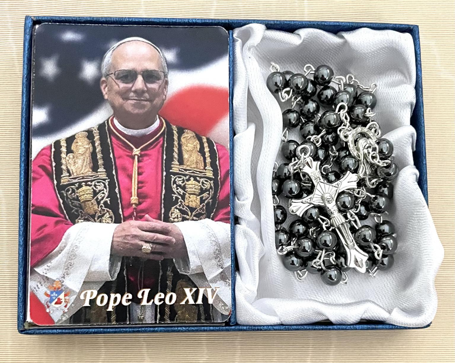 Leo XIV Men's Rosary with Prayer Card in Gift Box