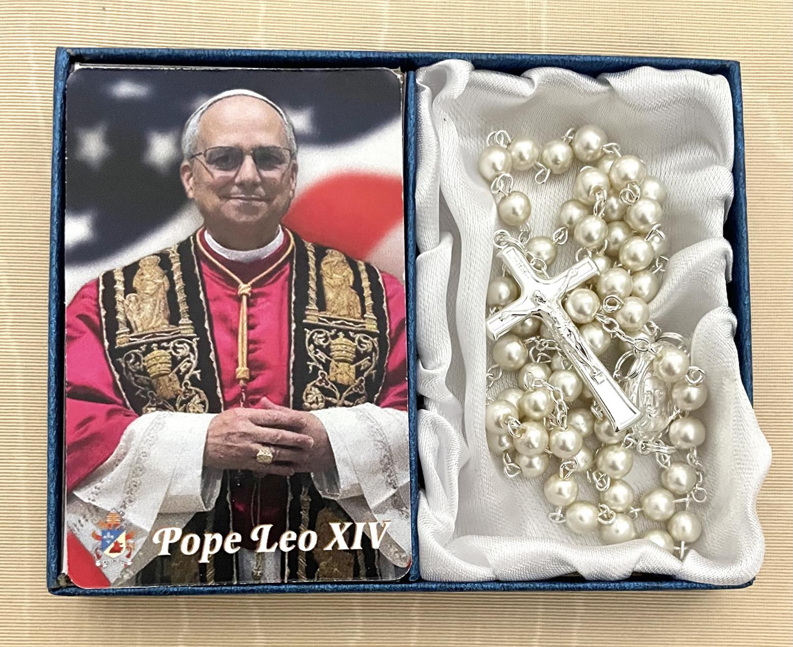 Leo XIV Women's Rosary with Prayer Card in Gift Box