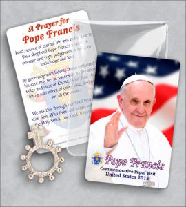 Pope Francis Rosary Ring with Vinyl Pouch Spanish