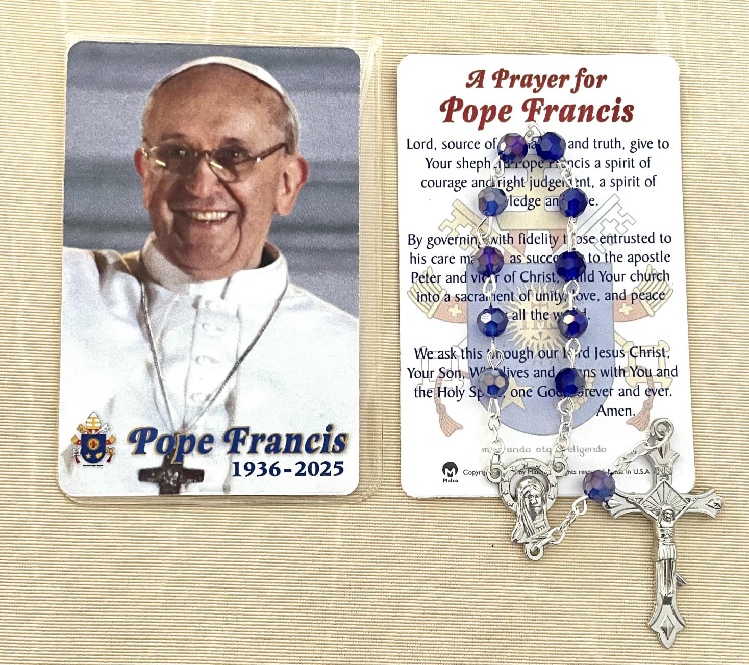 Pope Francis One Decade Rosary and Prayer Card in Vinyl Pouch