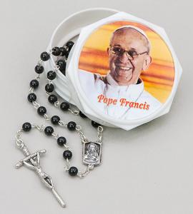 Pope Francis Mens Rosary In Screw Top Box