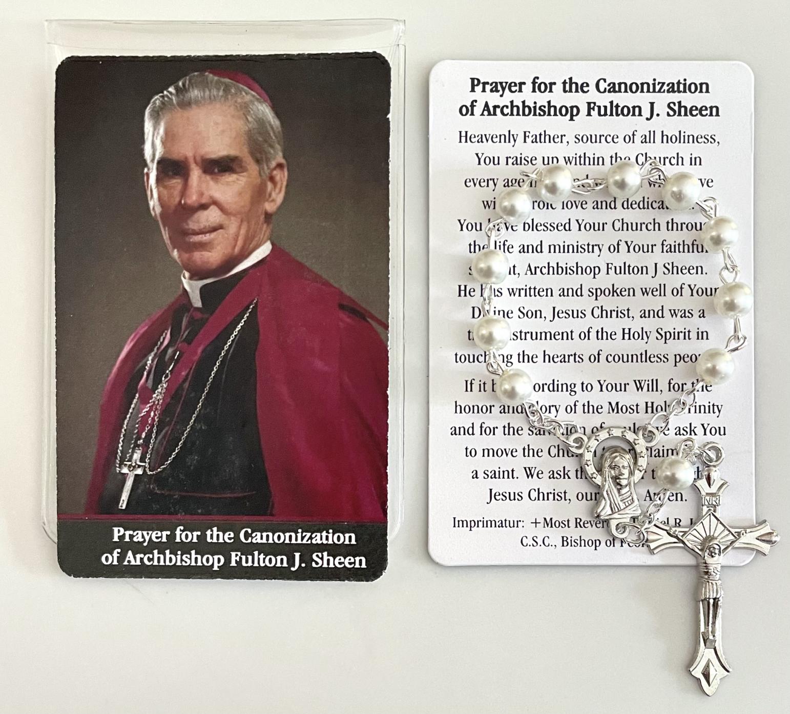 FULTON SHEEN CANONIZATION ONE DECADE WOMEN'S ROSARY WITH PRAYER CARD