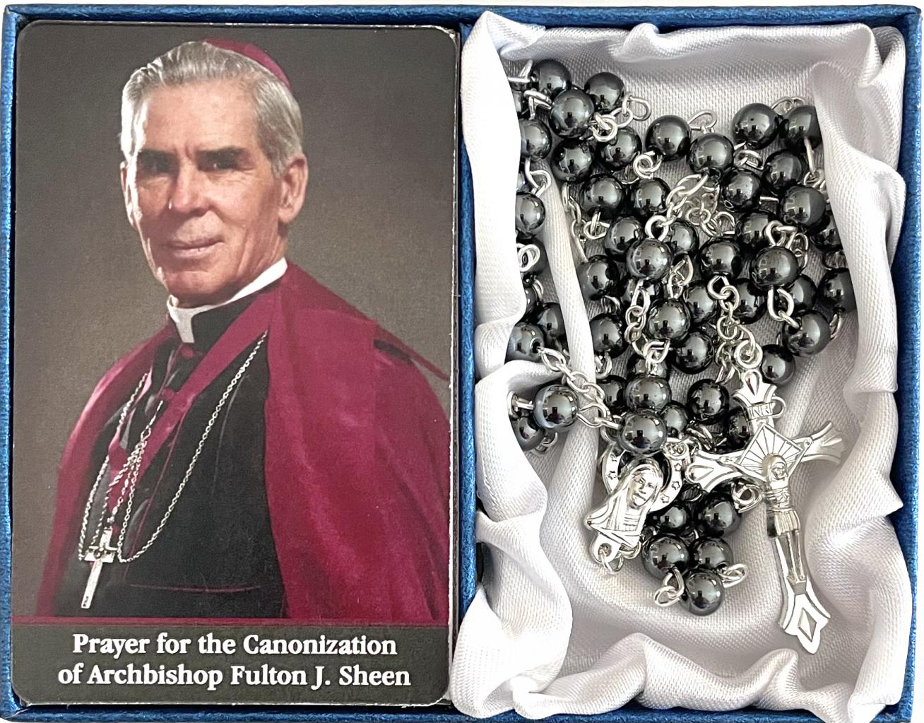 FULTON SHEEN CANONIZATION MEN'S ROSARY GIFT BOXED WITH PRAYER CARD