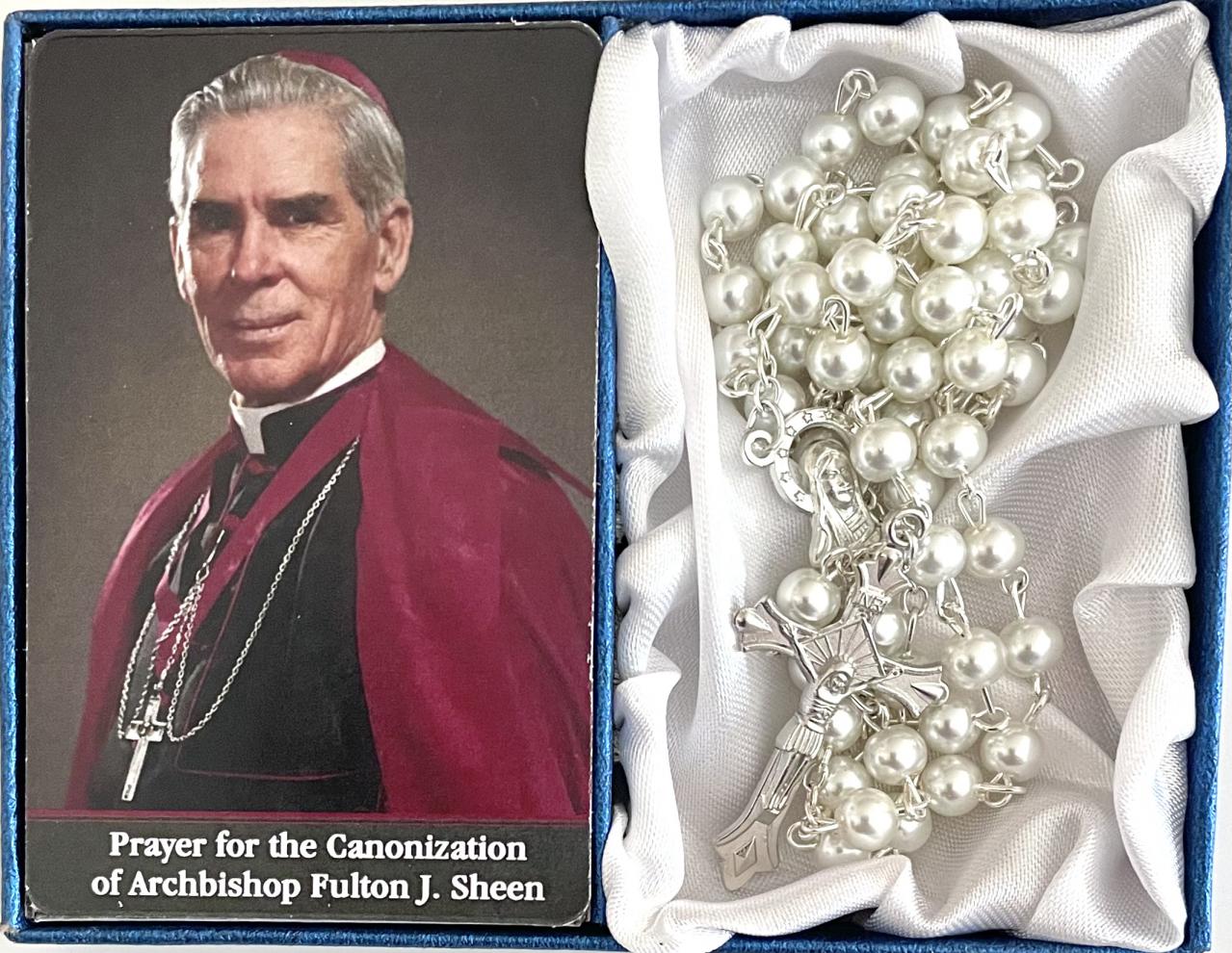 FULTON SHEEN CANONIZATION WOMEN'S ROSARY GIFT BOXED WITH PRAYER CARD