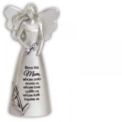 5in Silver Finish Bless Mom Angel Figurine Boxed