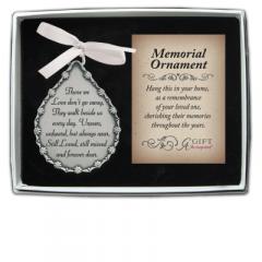 2.75 X 2.25in Those We Love Tear Ornament with Crystals & White Ribbon Silver Finish Boxed