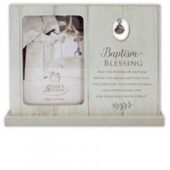 7.5 X 9.5in Baptism Blessing Standing Frame with Shell Charm Boxed