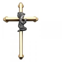 6in Gold Cross with Pewter Boy Gift Boxed