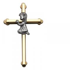 6in Gold Cross with Pewter Girl Gift Boxed