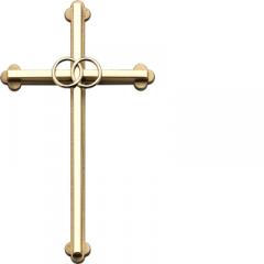 8in Gold Wedding Cross with Rings Gift Boxed