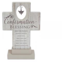 6in Confirmation Blessing Standing Cross with Dove Charm Gift Boxed
