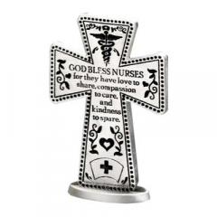 3in Nurse Standing Message Cross Silver Finish Gift Boxed