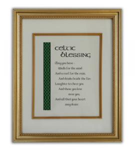 Celtic Blessing Wall Plaque In Gold Frame Boxed