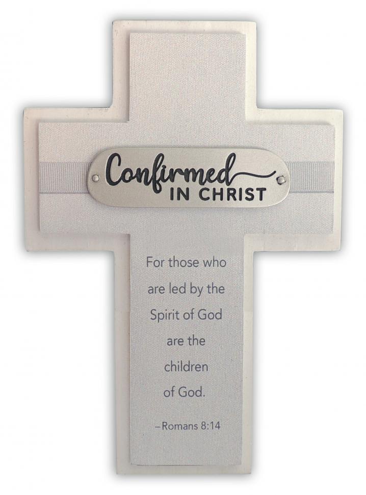 Confirmation - 7in Confirmation Frame Cross with metal accent with silver enamel finish.  Ready to hang.