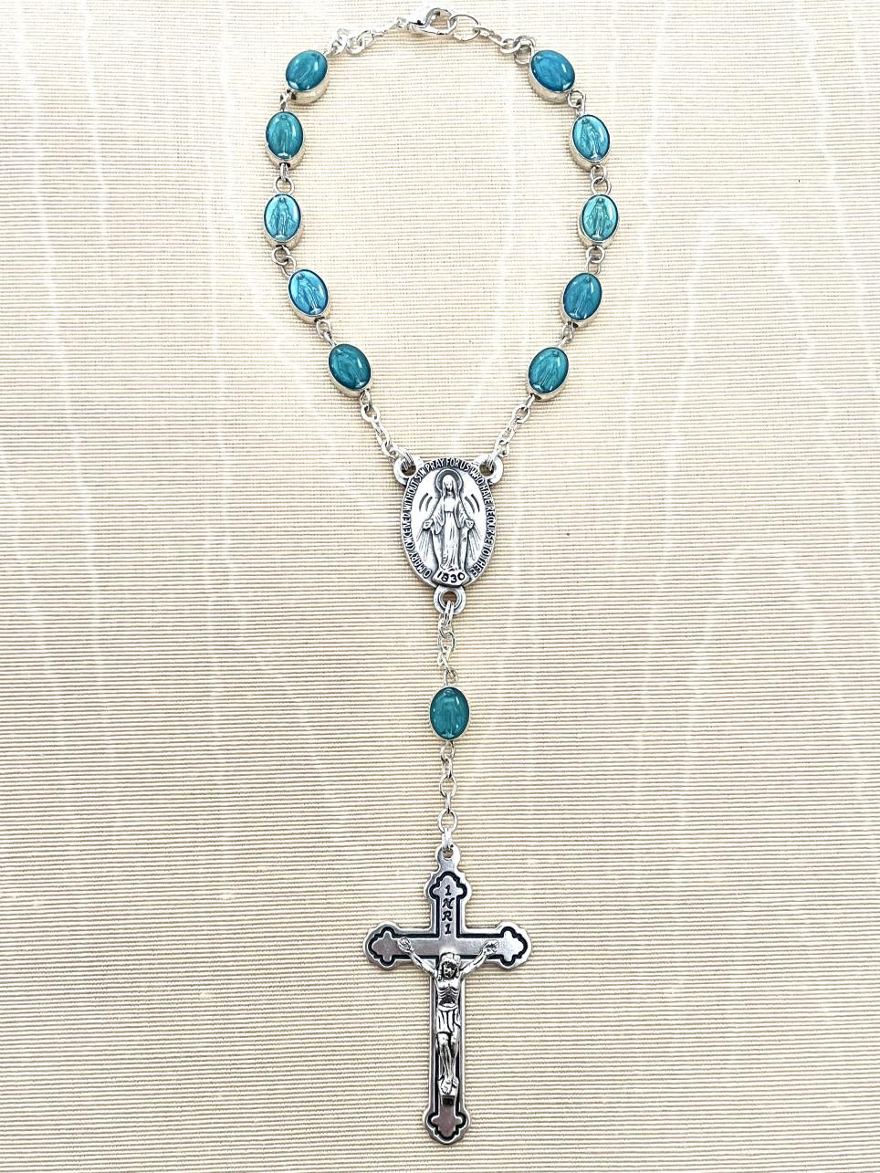 Enameled Miraculous Medal Bead Auto Rosary